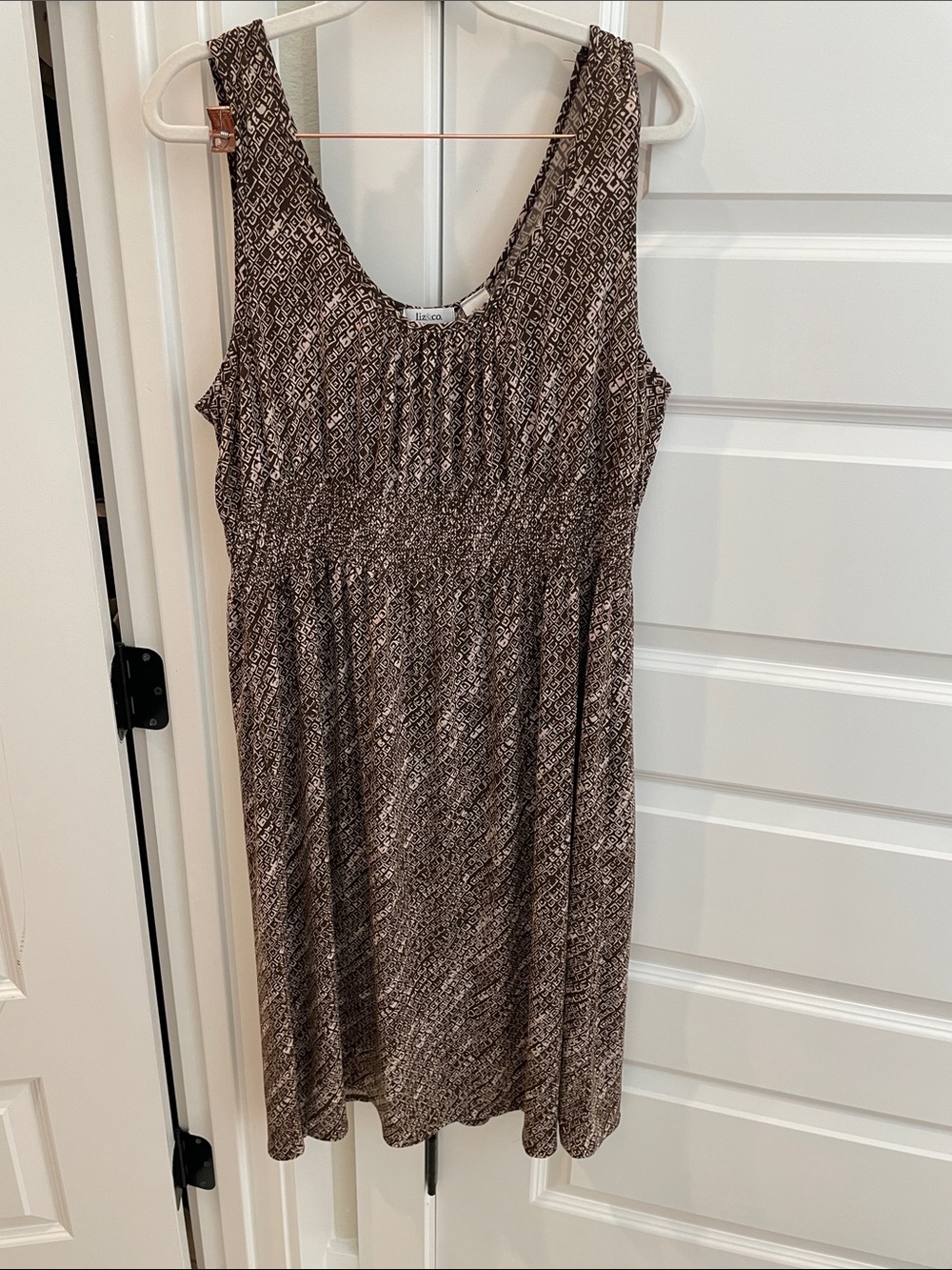liz & co. Brown Printed Sleeveless Midi Dress